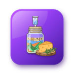 Illustration of a fermentation jar and aged cheese representing histamine