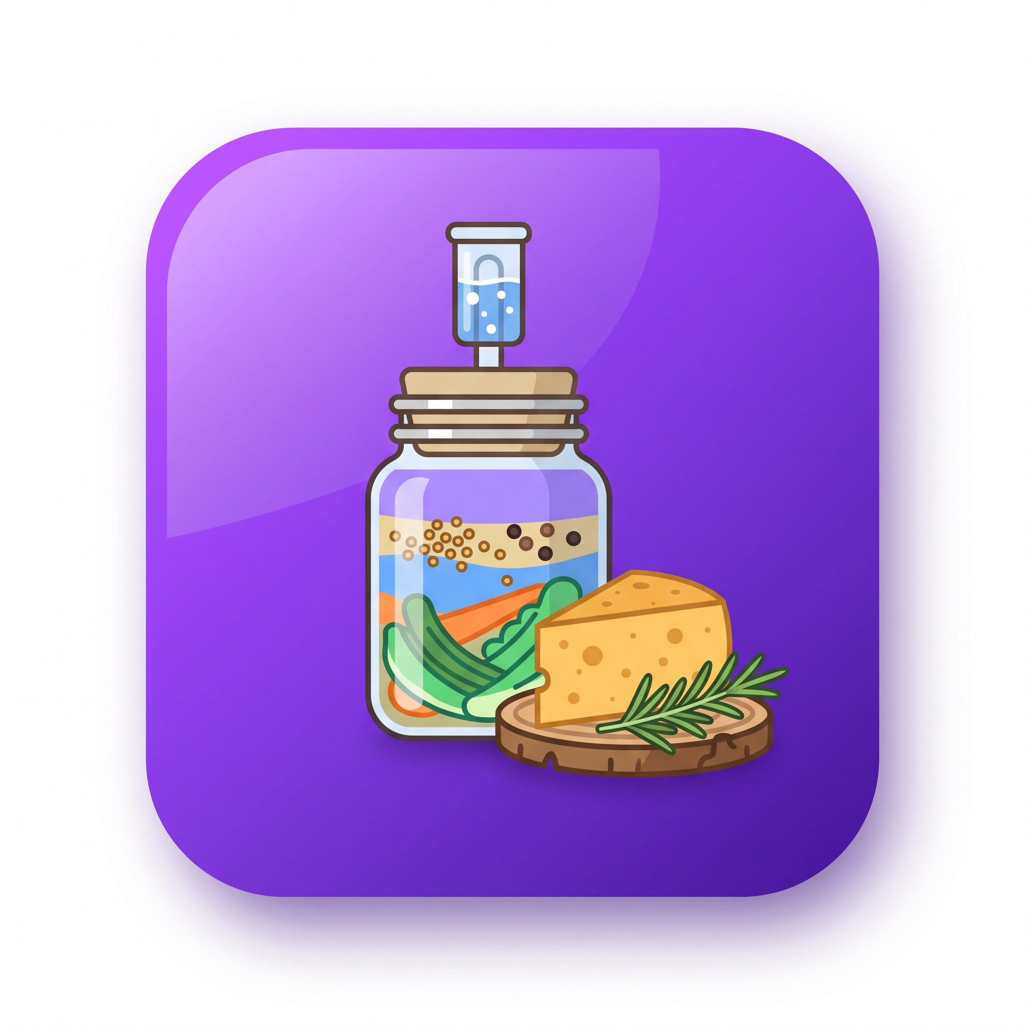 Illustration of a fermentation jar and aged cheese representing histamine