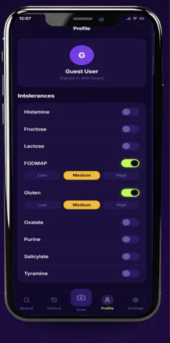 FoodBuddy app — Your profile